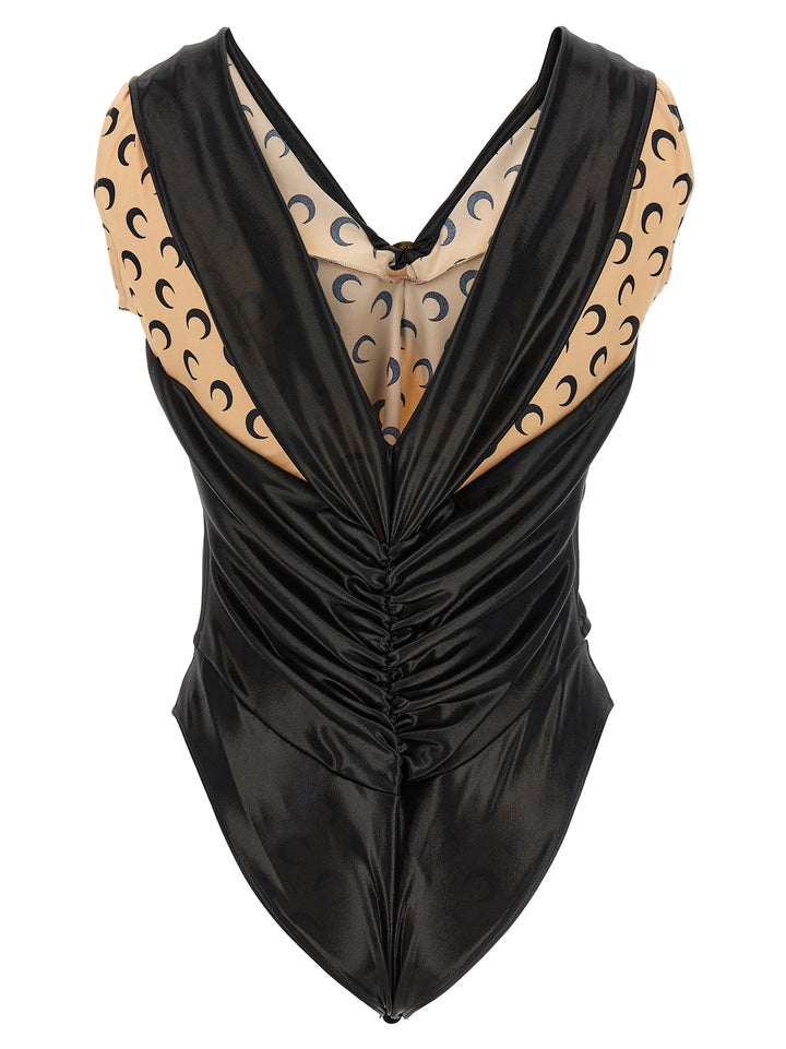 Marine Serre Logo Bodysuit Top - Nero | 19c906c4600d42633af10092d9155fccc33f81c9