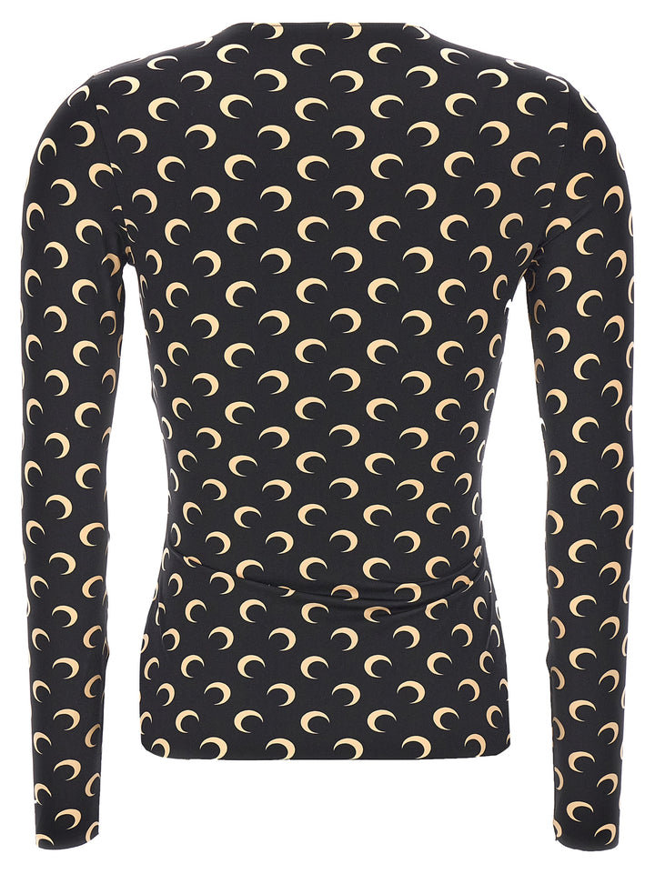 Marine Serre Moon Printed Jersey T shirt - Nero | 2b53ddff789b04f52ce36f67bdafe8fbc01e69c7