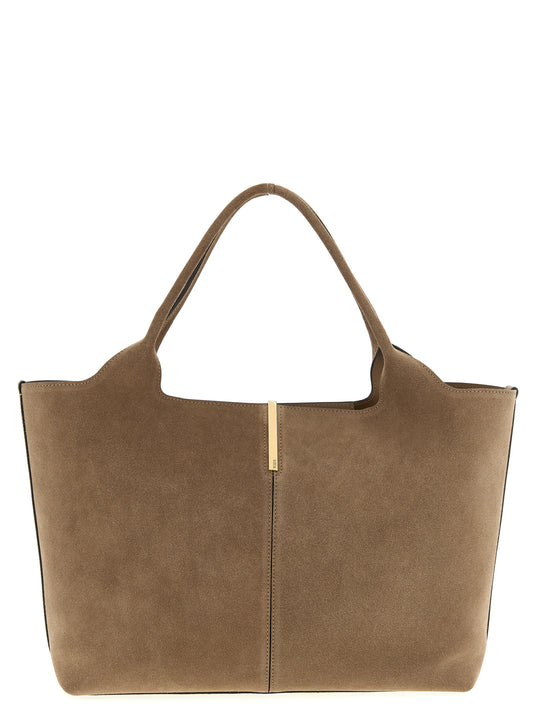 Small To Medium Suede Shopping Bag Tote Beige