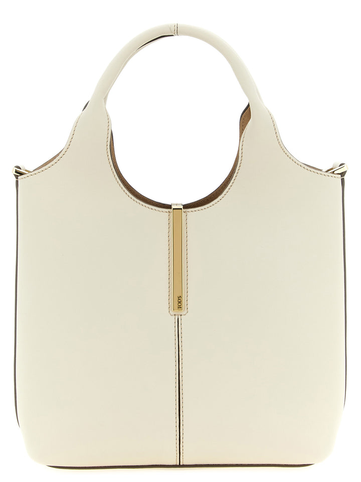 Tod'S Mini Metal Plate Shopping Bag Tote - Bianco | 9c807bf6551bccf0e6371d36836b53ddfb3fc8c9