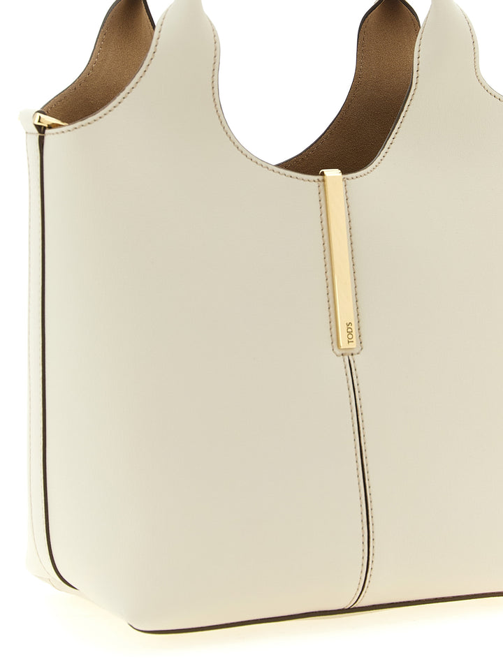 Tod'S Mini Metal Plate Shopping Bag Tote - Bianco | 9386b21ff4cc907a03bf857a36cffd9f253e8323