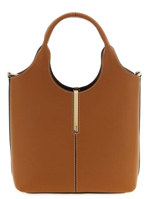 Mini Metal Plate Shopping Bag Tote Marrone