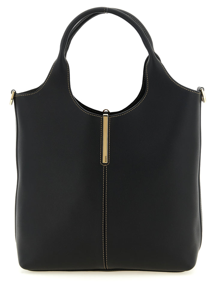 Tod'S Small Metal Plate Shopping Bag Tote - Nero | 7e8b44d9faa10db8959596225cdc1a90904000d6