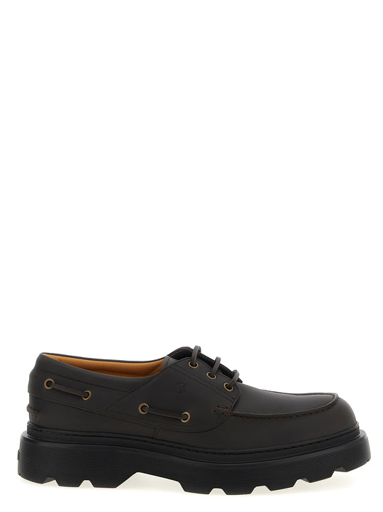 Leather Boat Shoe Mocassini Marrone