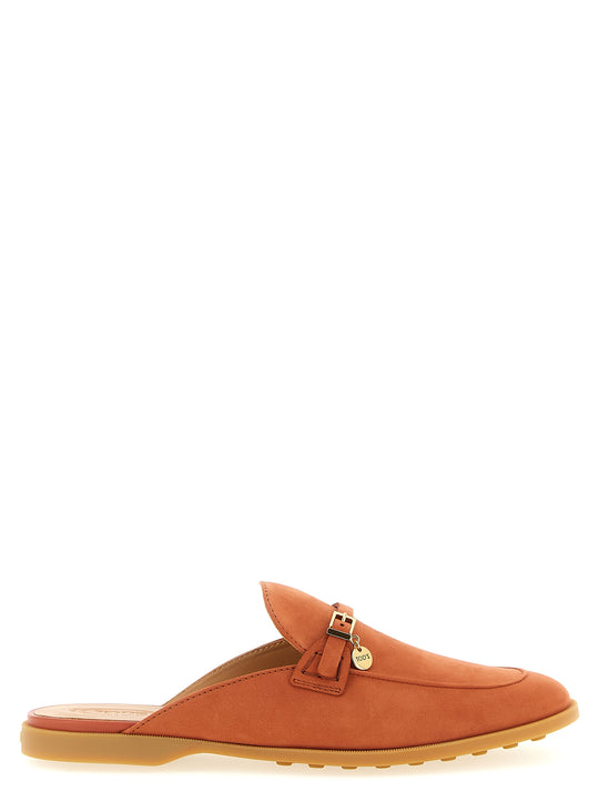 Nabuk Sabots Flat Shoes Arancione