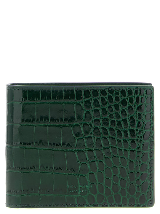 Crocodile Leather Wallet Portafogli Verde