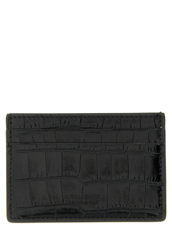 Tom Ford Crocodile Card Holder Portafogli - Nero | 979d36a2657f5f7d4c1dc13a15a1c0ce9c38a490