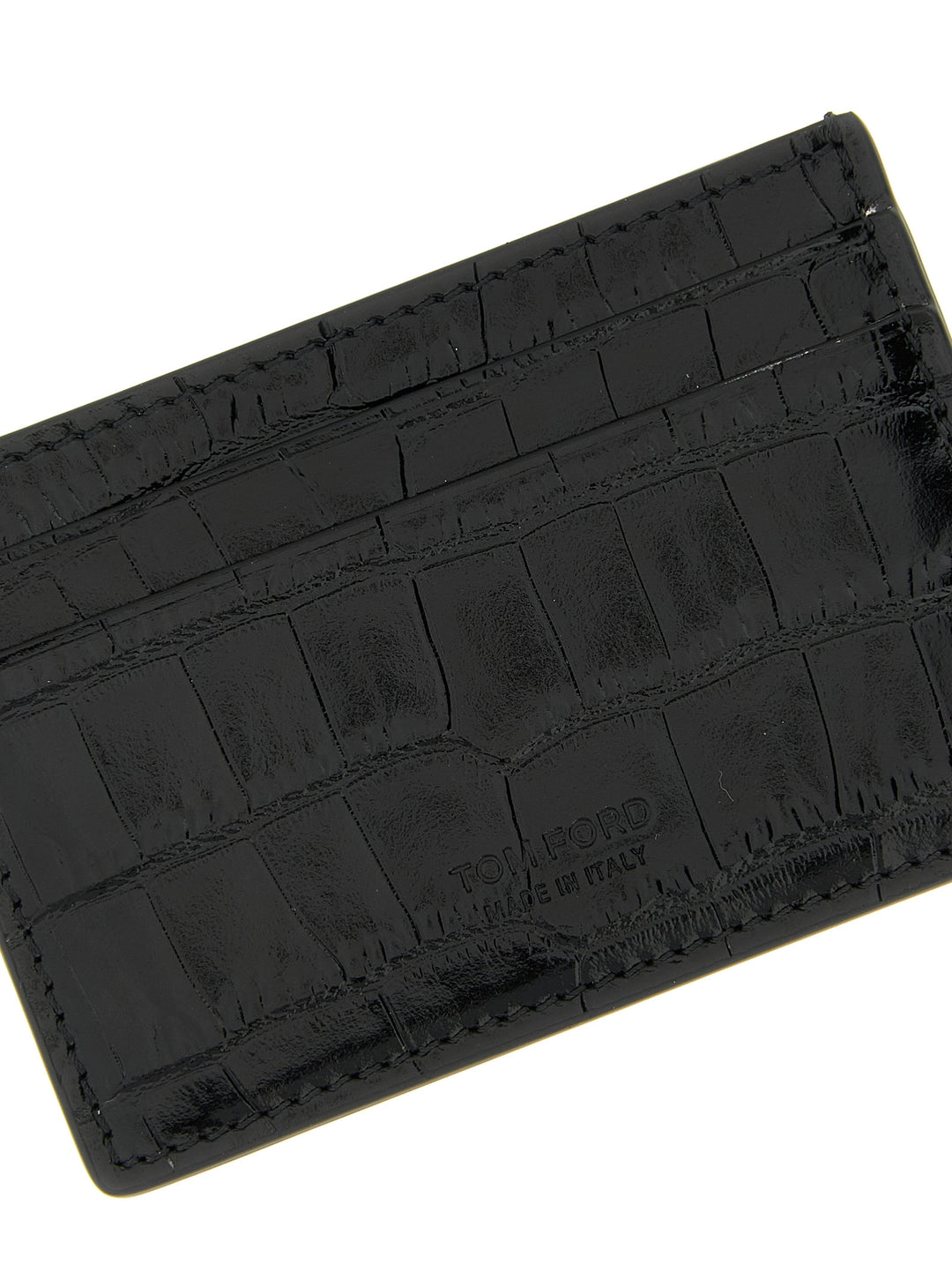 Tom Ford Crocodile Card Holder Portafogli - Nero | d89c6d168b86e07a3b7a542bec2e1d222f5d7f3b