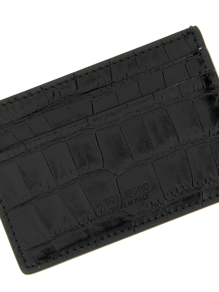 Tom Ford Crocodile Card Holder Portafogli - Nero | d89c6d168b86e07a3b7a542bec2e1d222f5d7f3b