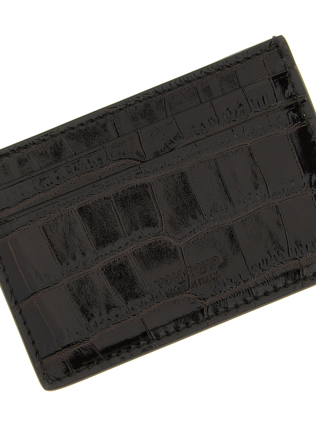 Tom Ford Crocodile Leather Card Holder Portafogli - Marrone | 50ec6ccbf455852a7ca0423d834261e27ebfebcb
