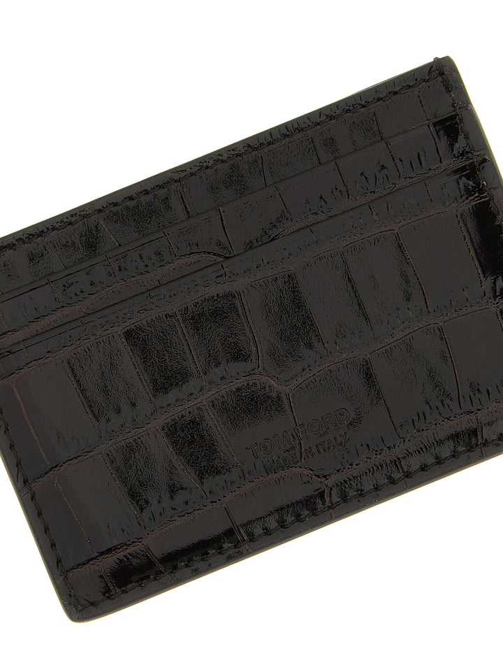 Tom Ford Crocodile Leather Card Holder Portafogli - Marrone | 50ec6ccbf455852a7ca0423d834261e27ebfebcb