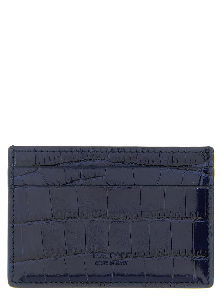 Tom Ford Crocodile Card Holder Portafogli - Blu | 077cf7dd261d2e579752ae6fb69037d79fb38488
