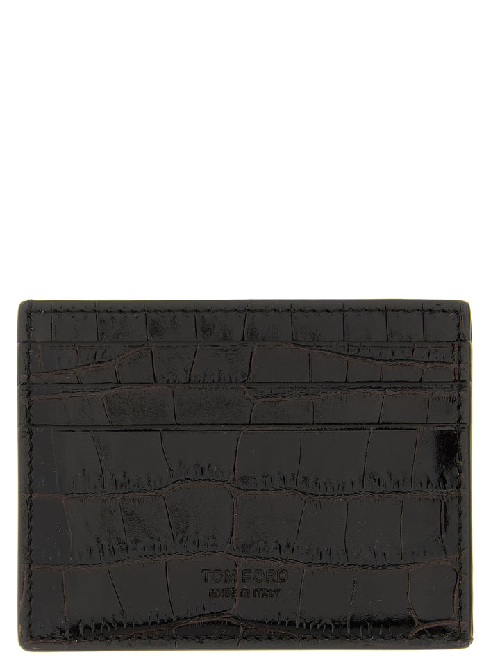 Tom Ford Crocodile Leather Card Holder Portafogli - Marrone | de411ec4b3eb5ff8f57fa25524d76ad040654ac0
