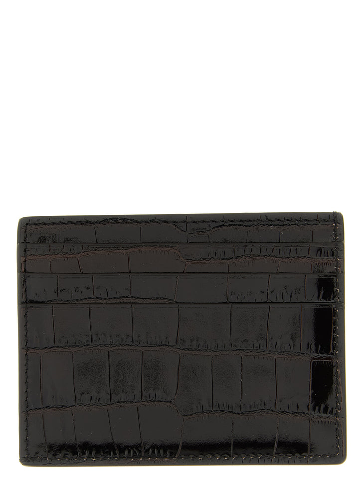 Tom Ford Crocodile Leather Card Holder Portafogli - Marrone | c96218bec49e5c6a1498aa18cad6caaa7e718de9