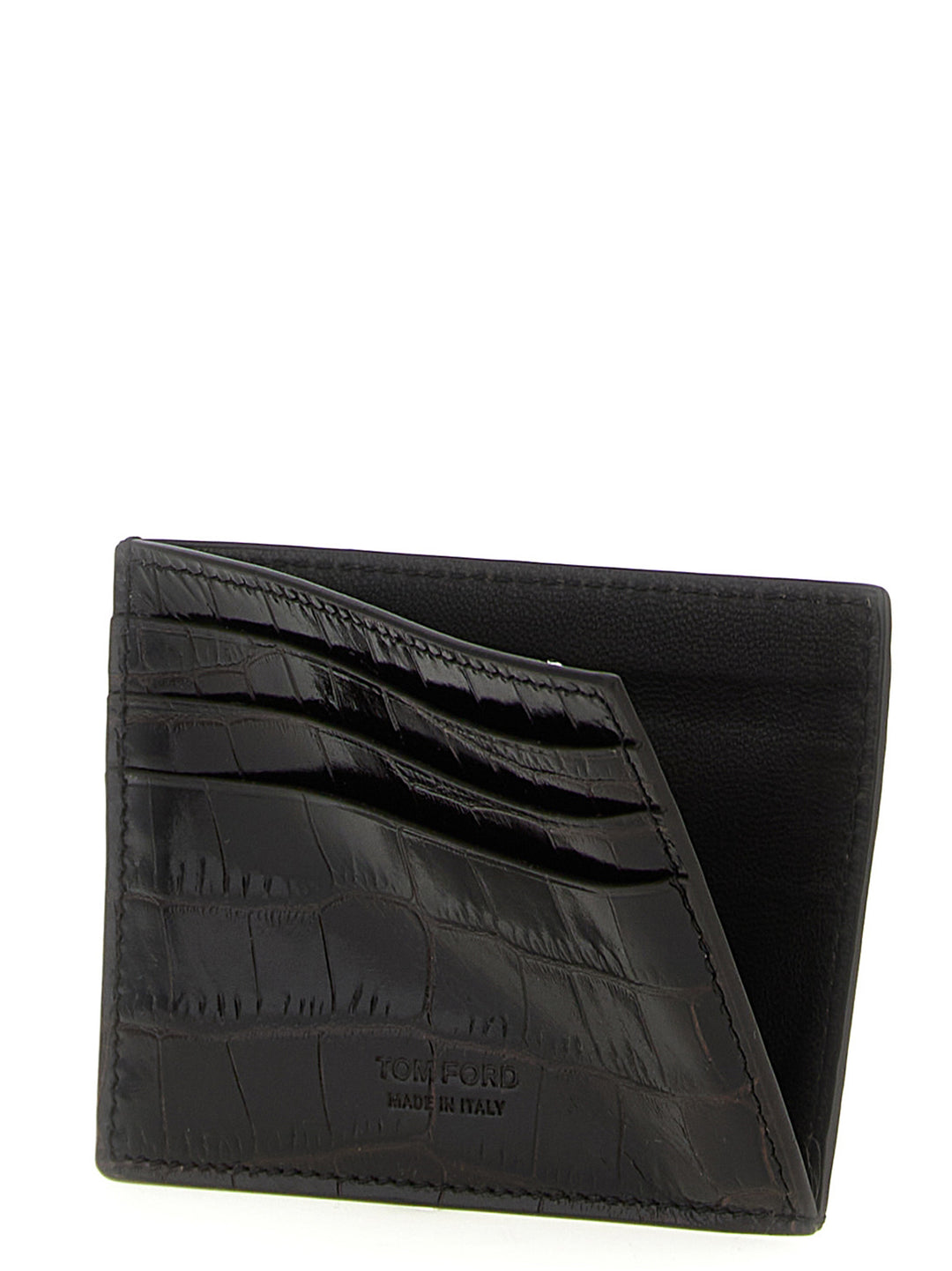 Tom Ford Crocodile Leather Card Holder Portafogli - Marrone | 0cf7699e1baf7b4696c73ee587943285bd1656c0
