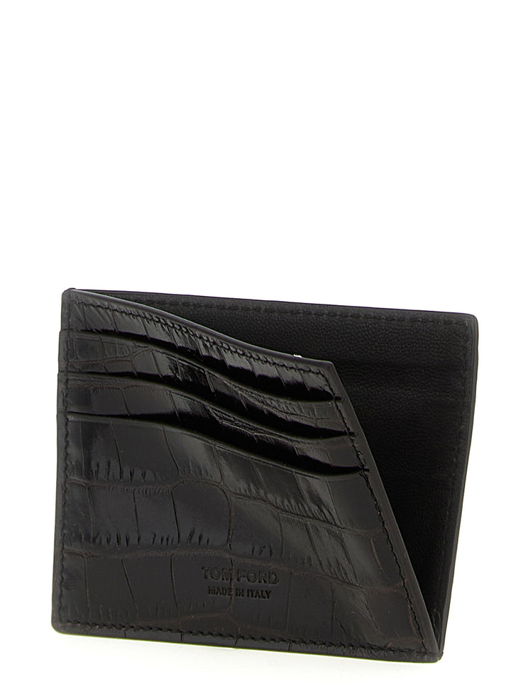 Tom Ford Crocodile Leather Card Holder Portafogli - Marrone | 0cf7699e1baf7b4696c73ee587943285bd1656c0