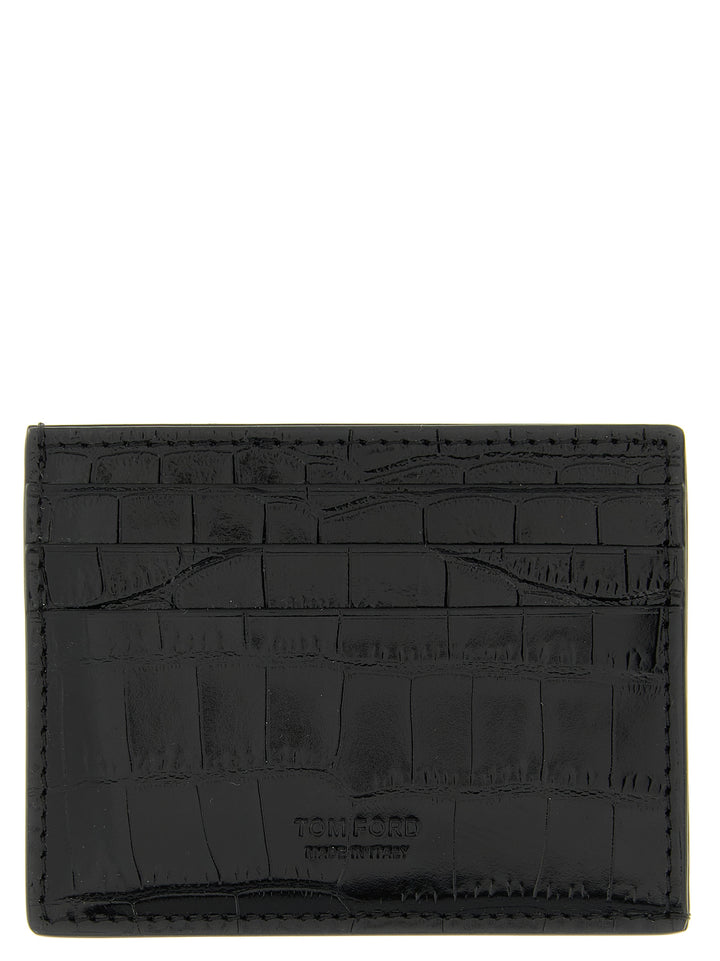 Tom Ford Crocodile Leather Card Holder Portafogli - Nero | 188b85e2f7c235a5adae355e479eeb4fd5986c81