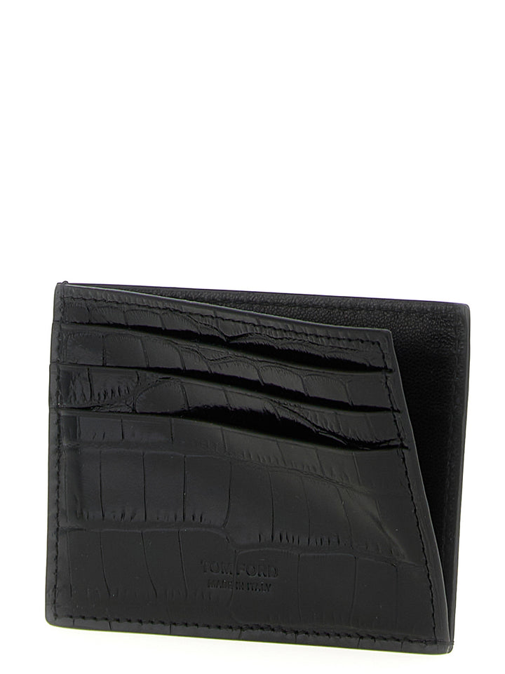 Tom Ford Crocodile Leather Card Holder Portafogli - Nero | 92515b84d32e352003817dc598e846272bc85851