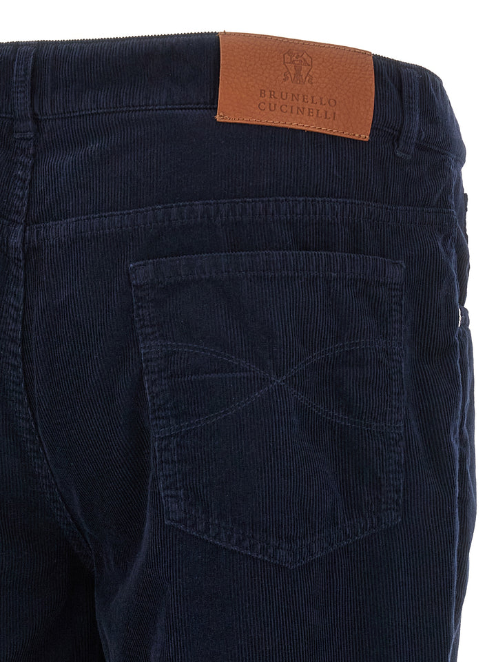 Brunello Cucinelli Corduroy Pantaloni - Blu | 9ba28c830648c9b3bf7ce7eb8c8102f46f02e331