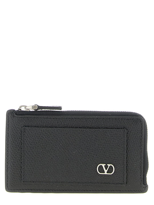 Valentino Garavani Vlogo Signature Coin Purse Portafogli Nero