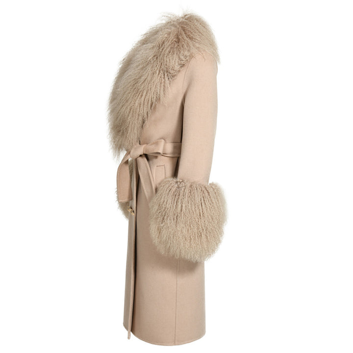 Cappotto Chic Camel in Misto Cachemire e Mongolia