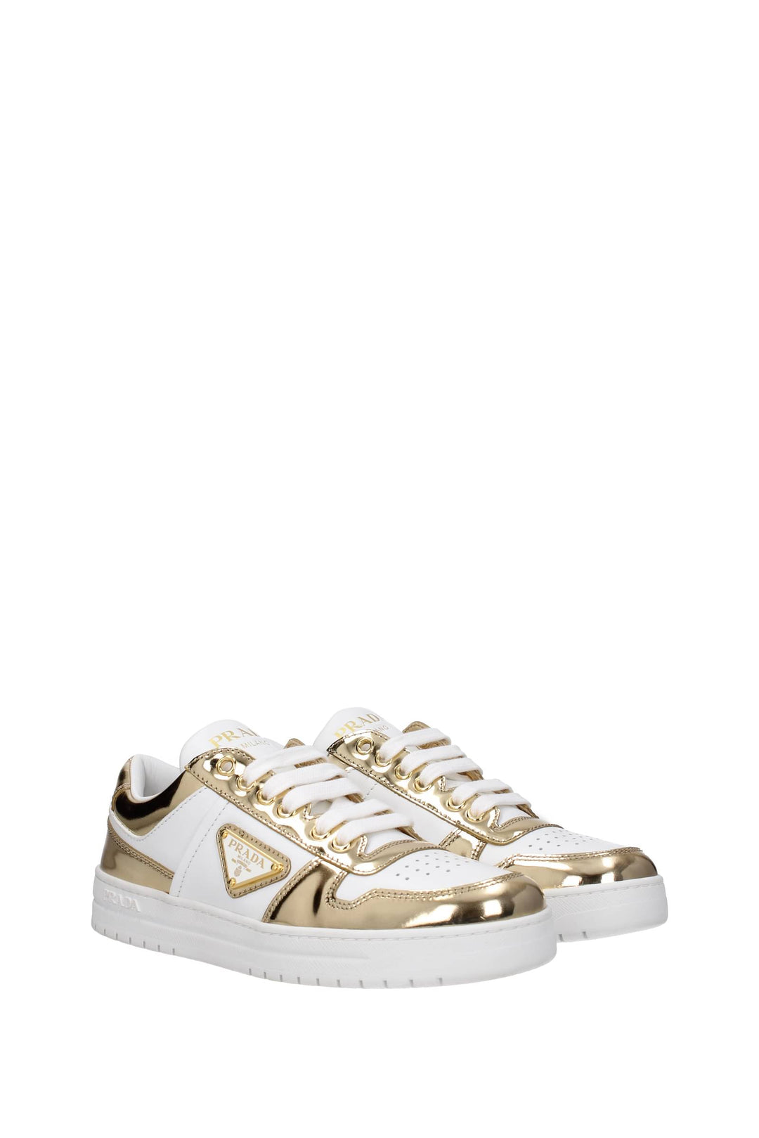 Sneakers Pelle Bianco Oro