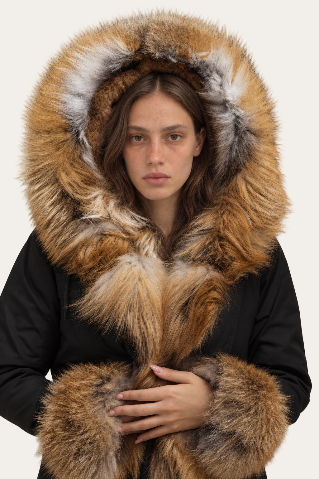Metielle Couture Parka Doler schwarz mit Rotfuchsfell