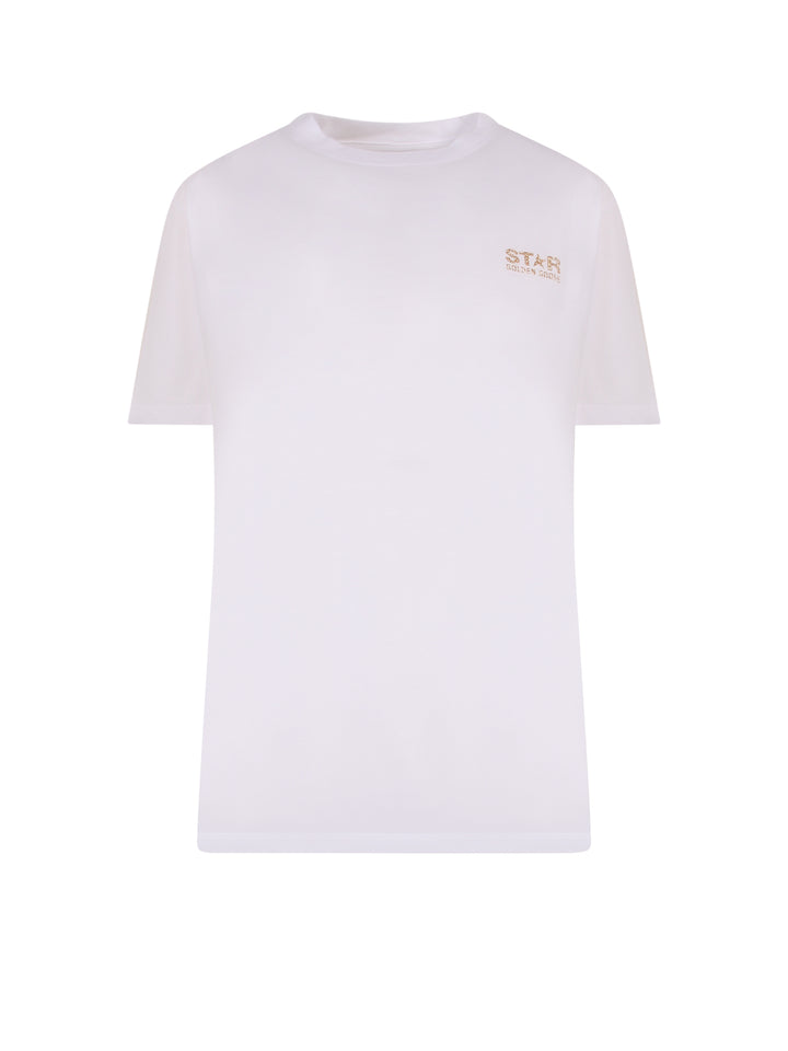 T-shirt in cotone con stampa posteriore glitterata