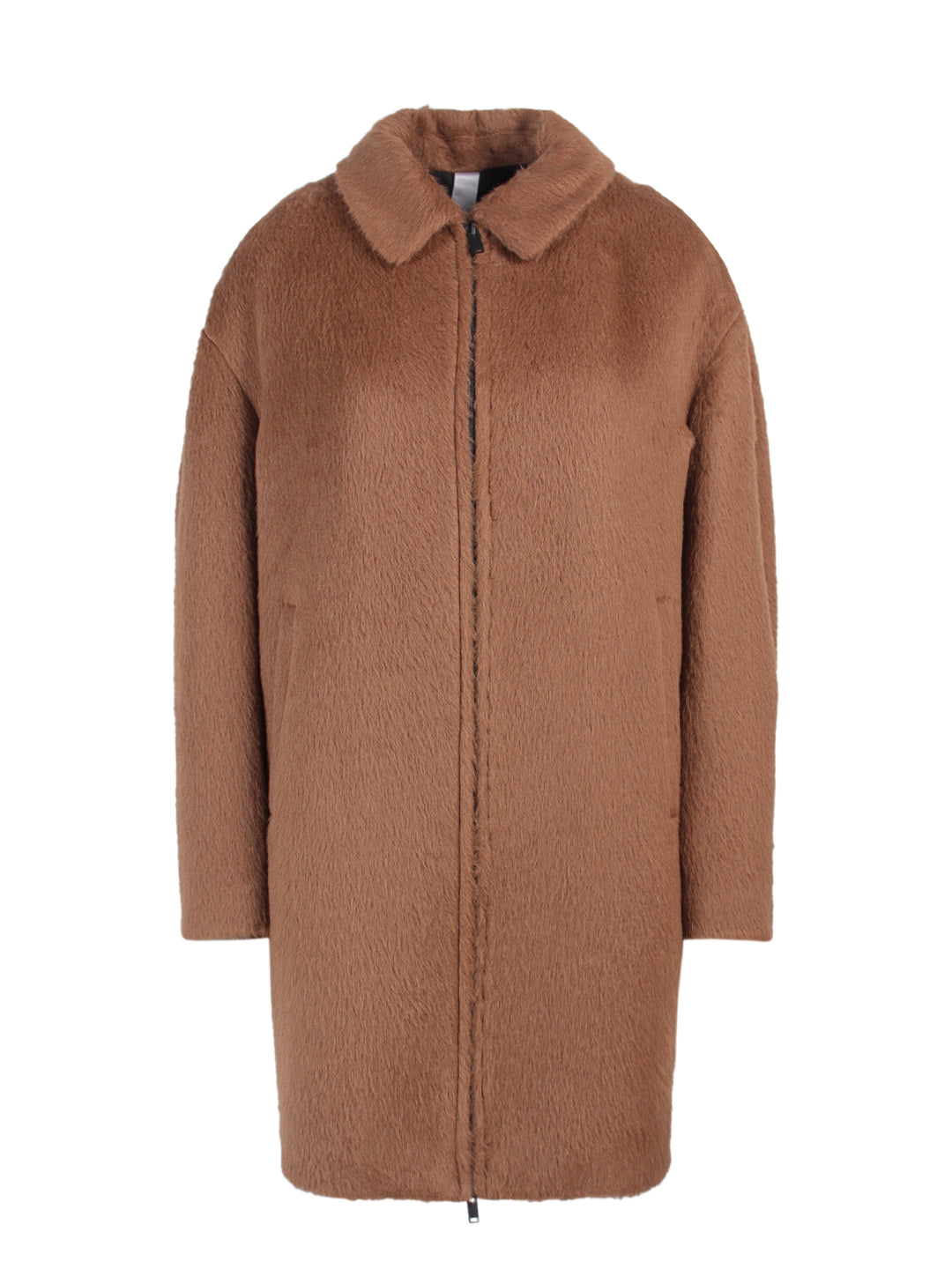 Cappotto in alpaca e lana vergine con zip
