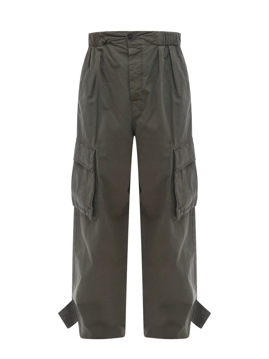 Pantalone cargo in cotone con fascia elastica in vita