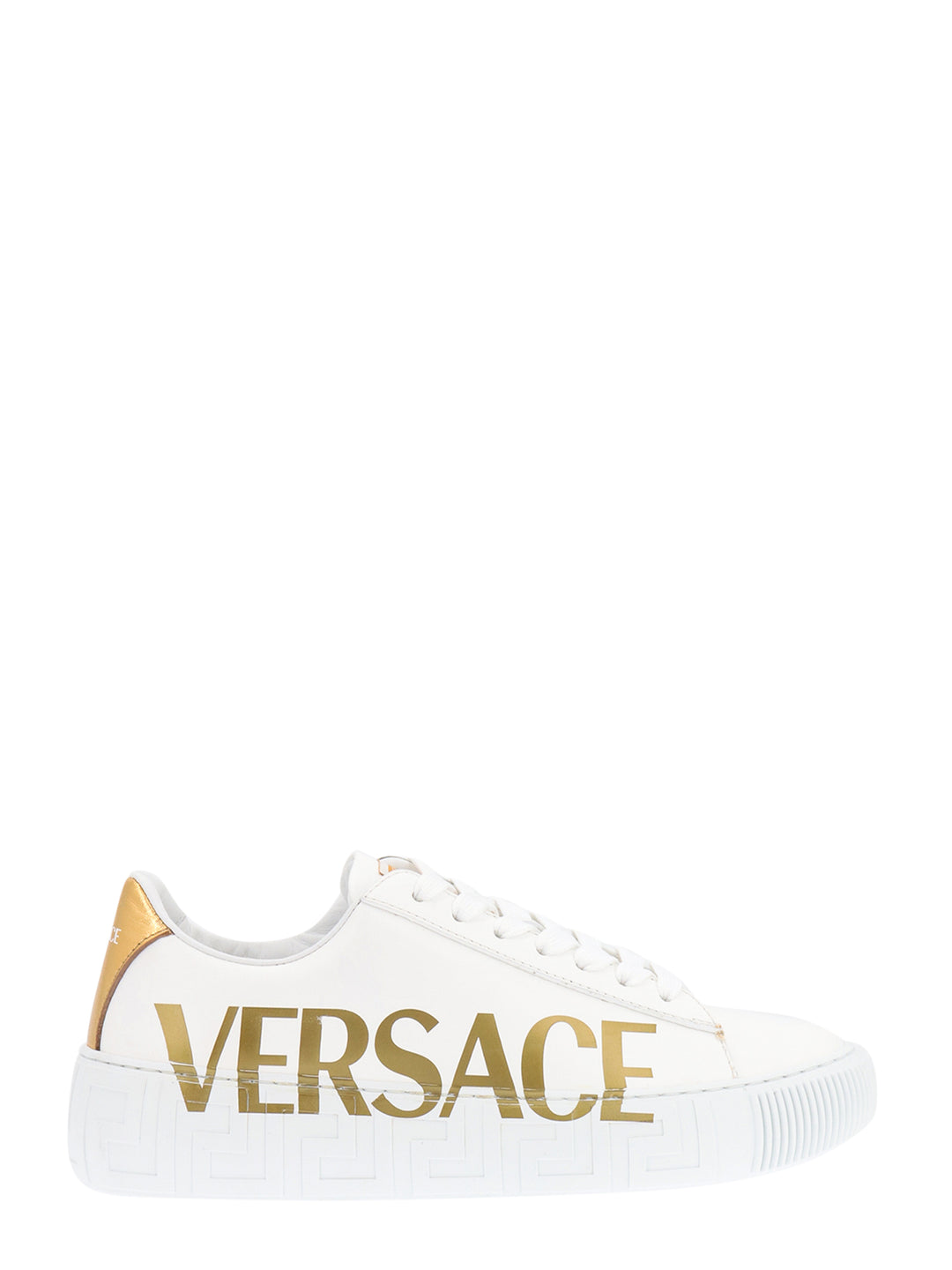 Sneakers in pelle con stampa logo golden laterale