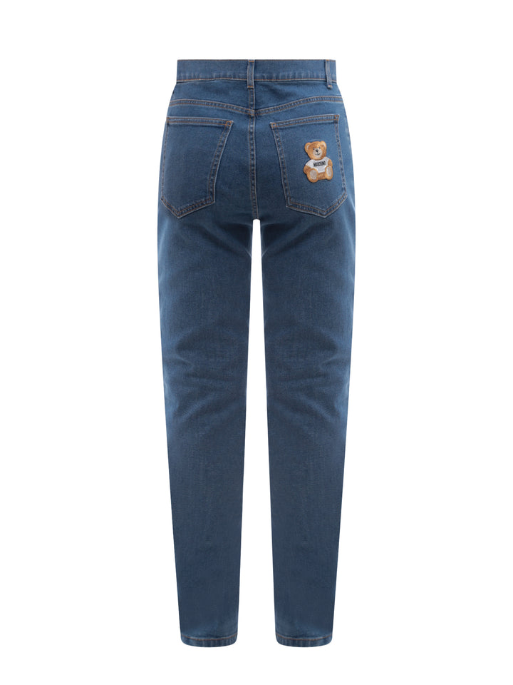 Jeans in cotone stretch con iconico Teddy Bear e logo
