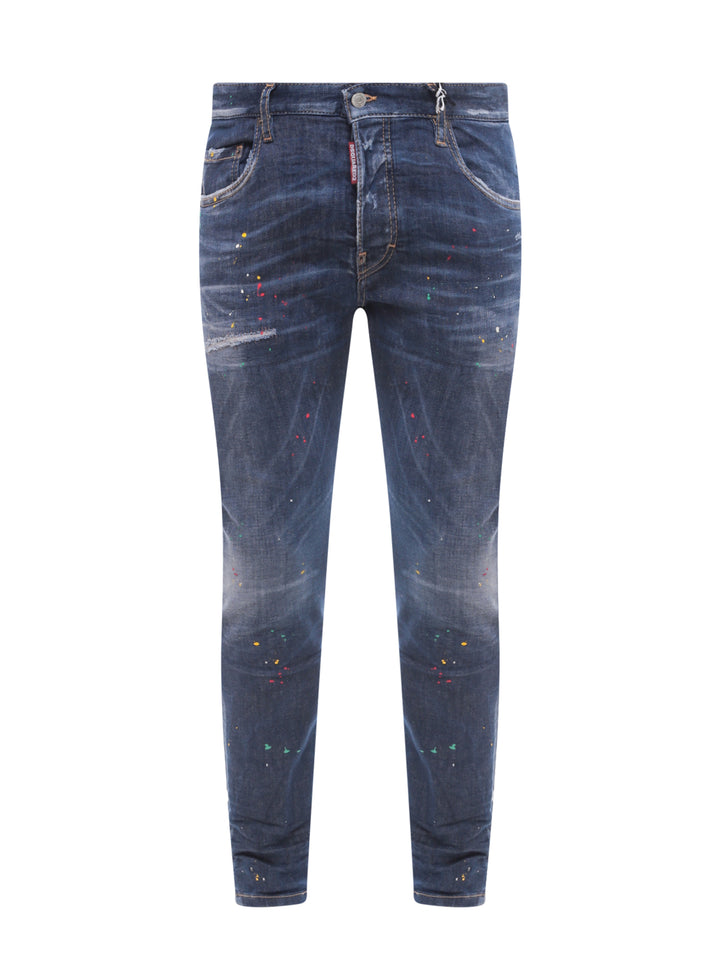 Jeans in cotone stretch con ricamo posteriore