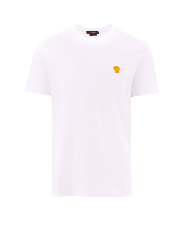 T-shirt in cotone con logo ricamato frontale