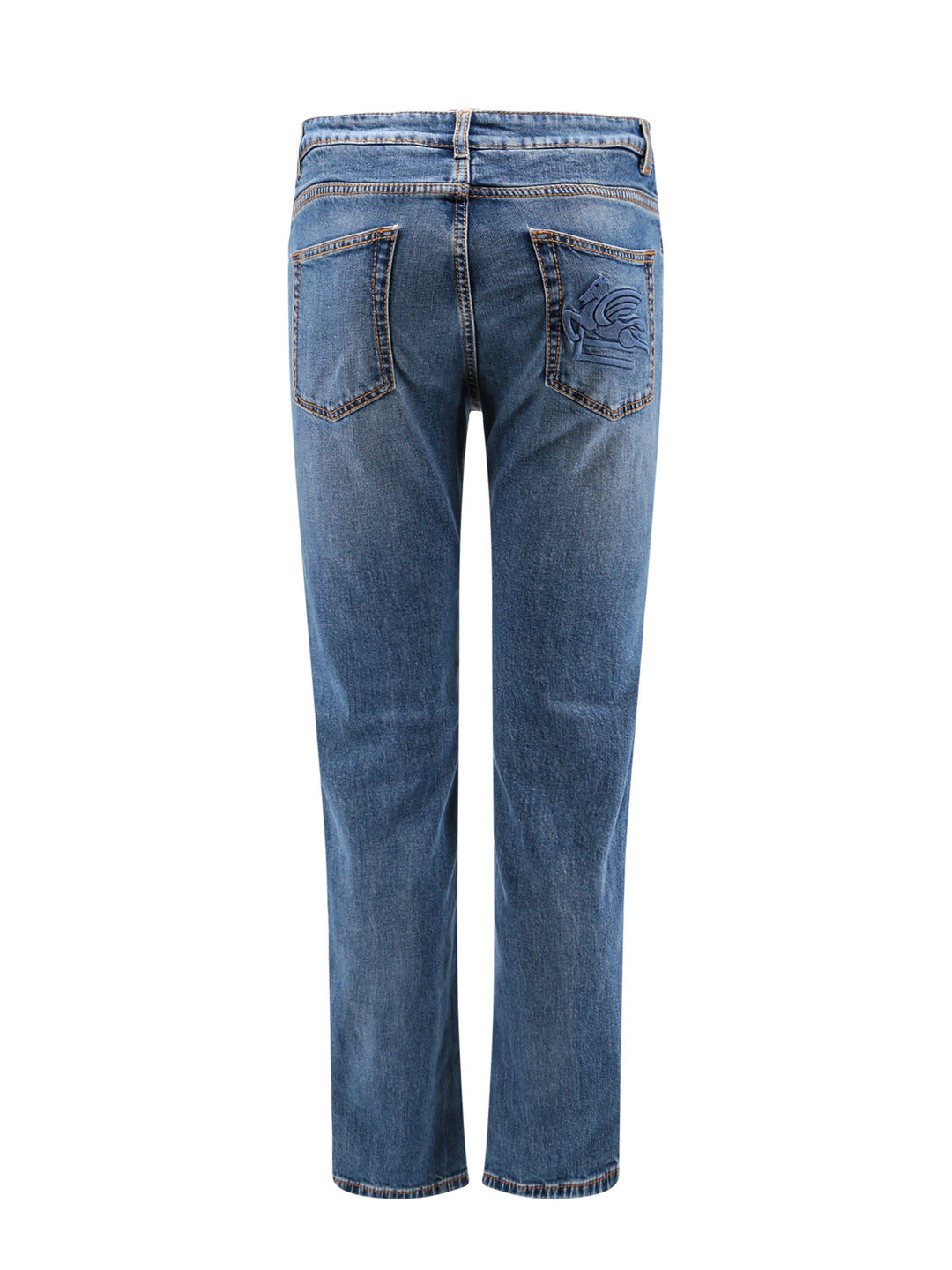 Jeans in cotone con logo Etro Pegaso ricamato
