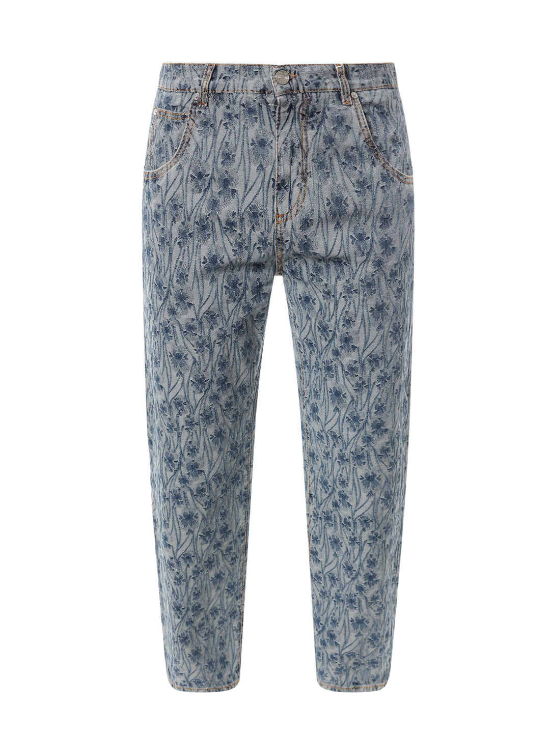 Jeans in cotone con motivo floreale all-over