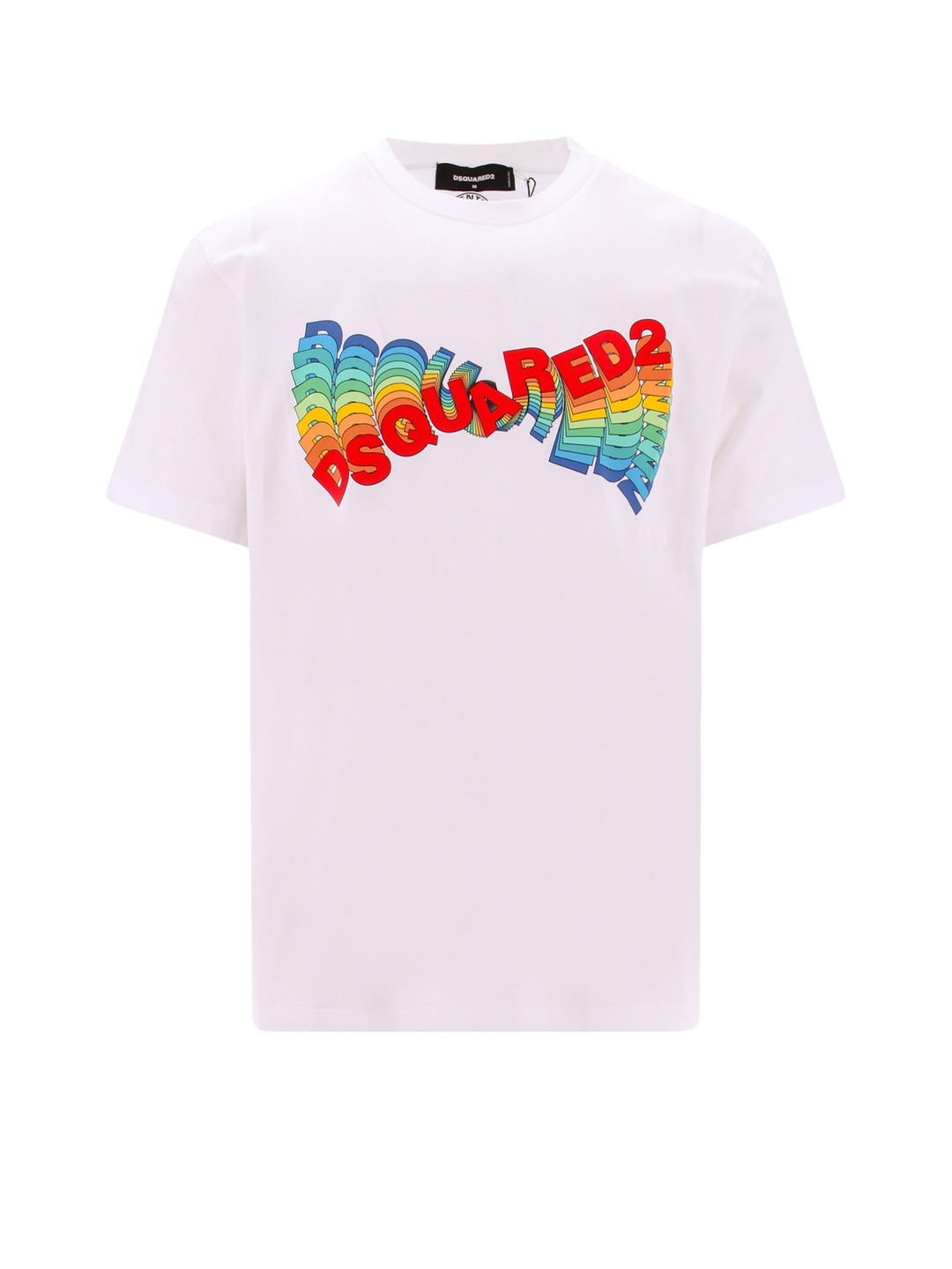 T-shirt in cotone con logo frontale multicolor