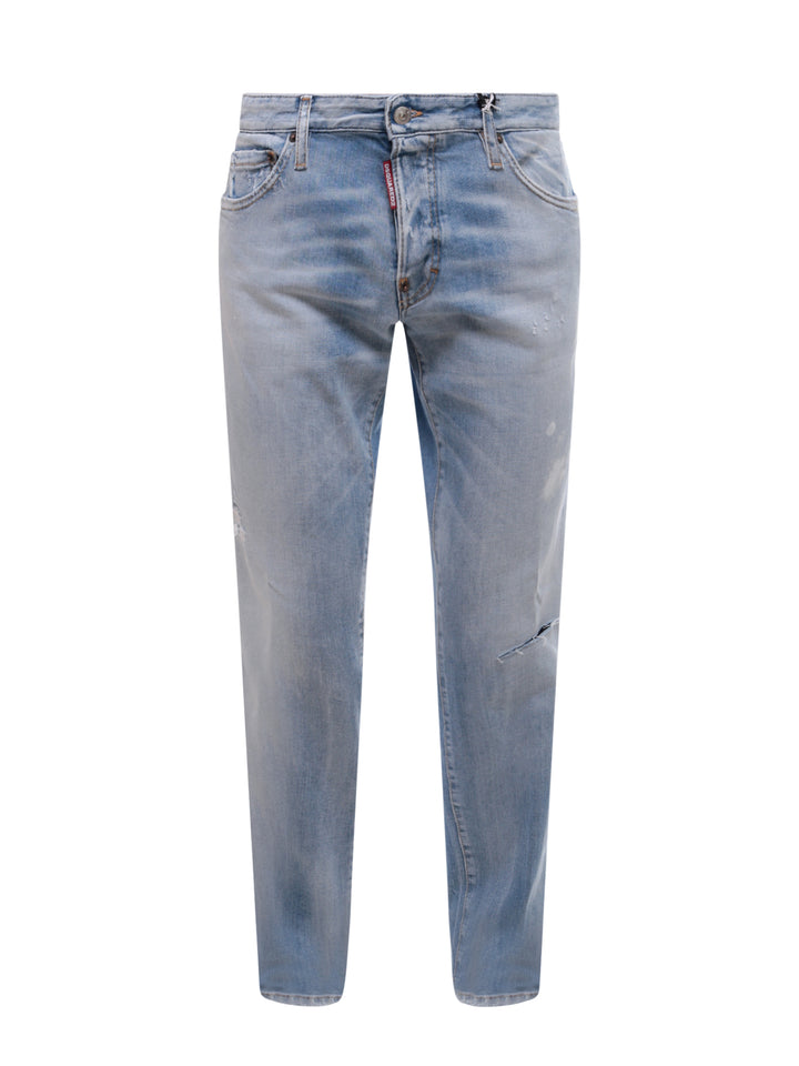 Jeans in denim con effetto slavato