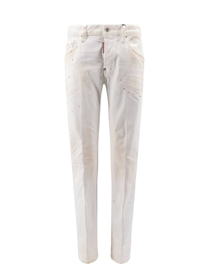 Pantalone in cotone stretch con macchie di vernice
