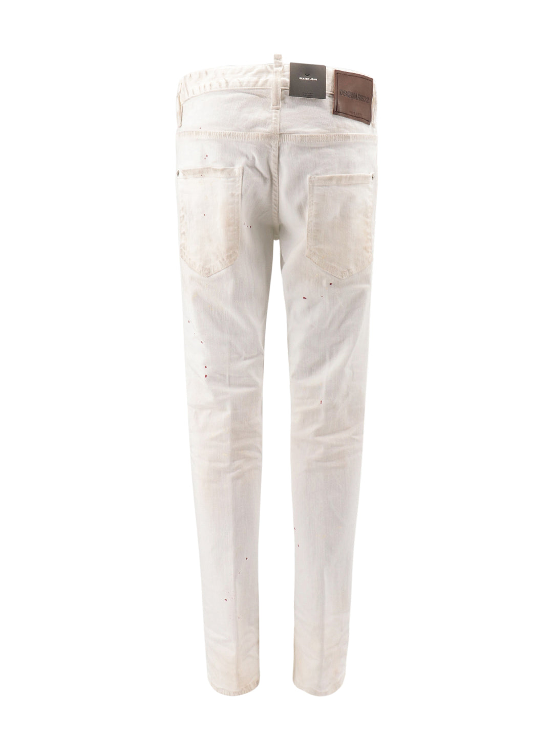 Pantalone in cotone stretch con macchie di vernice