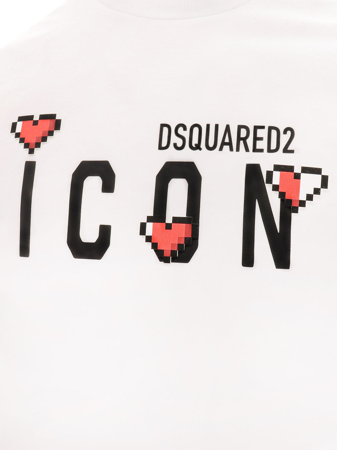 T-shirt in cotone con stampa Iconic Heart Pixel frontale