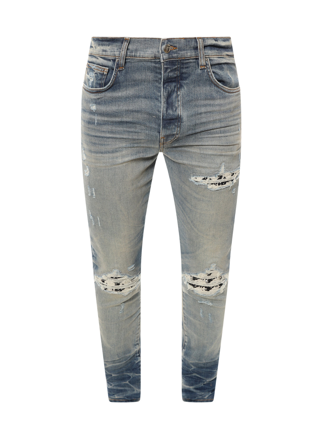 Jeans in cotone stretch con effetto strappato
