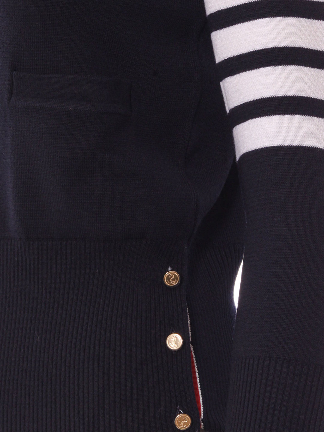 Cardigan in lana vergine con iconico dettagli tricolore