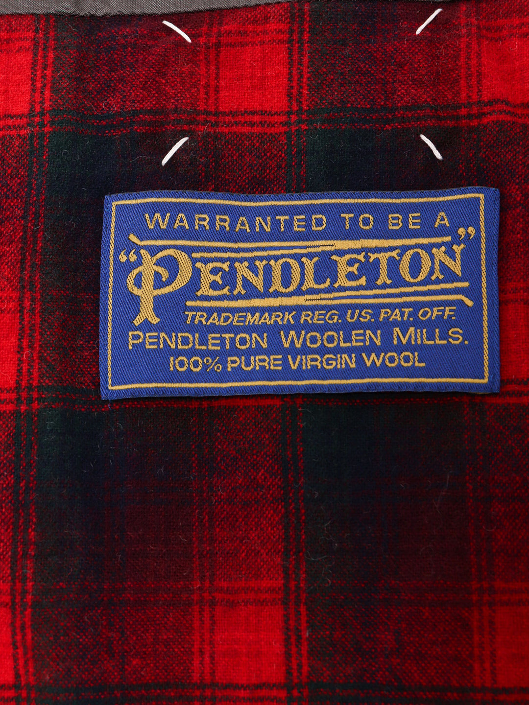 Cardigan in lana Pendleton con impunture Work-in-progress