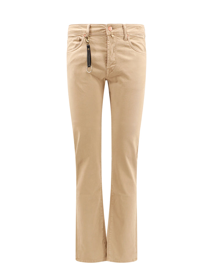 Pantalone in cotone stretch con patch logo posteriore in suede