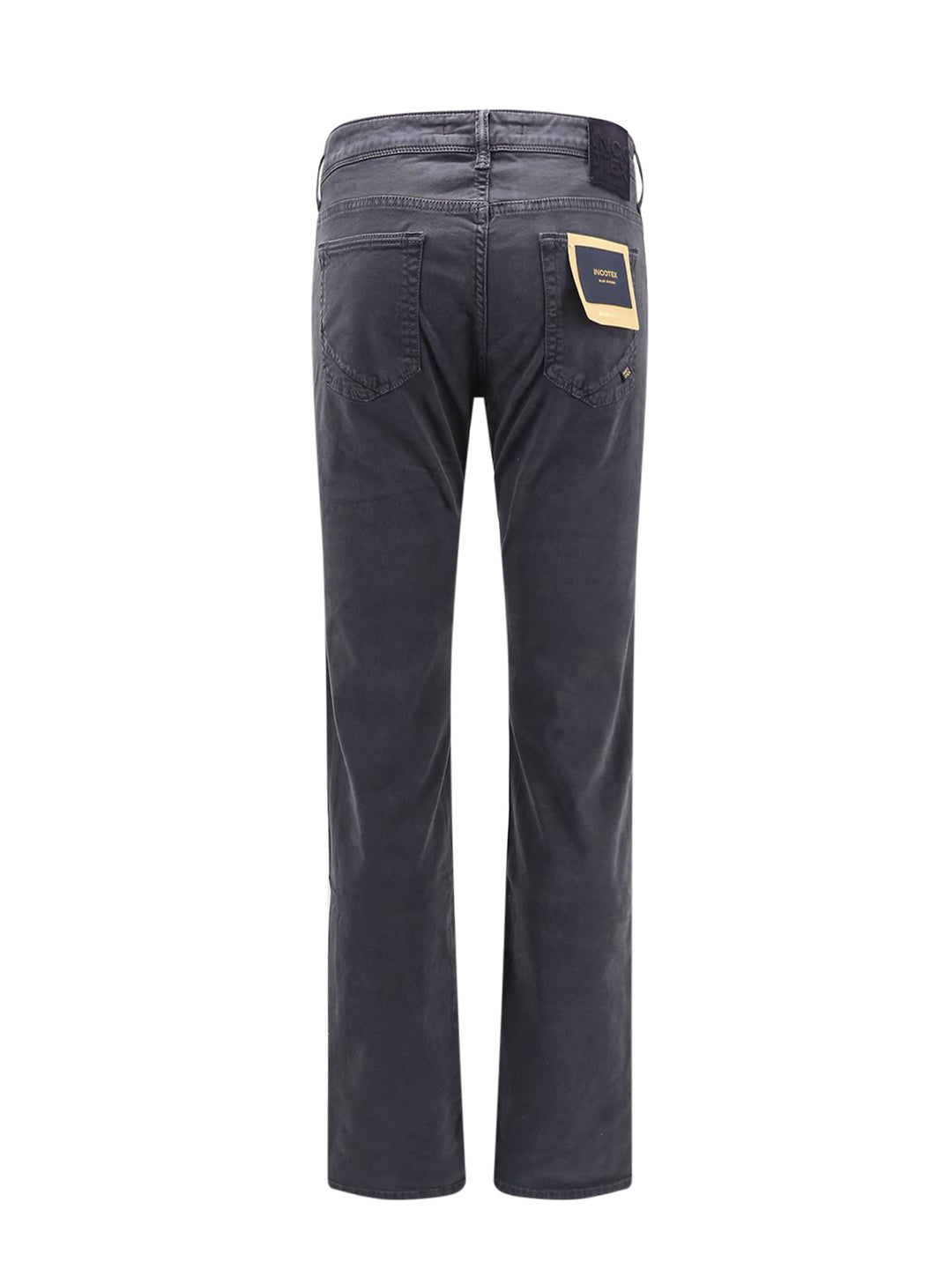 Pantalone in cotone stretch con patch logo posteriore in suede