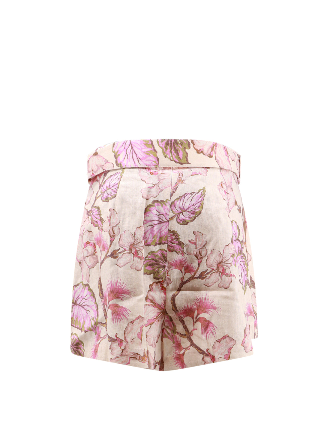 Shorts in lino con stampa floreale all-over