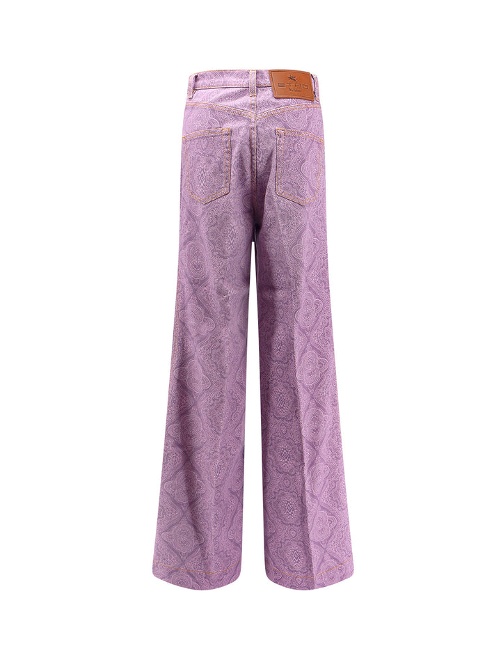 Pantalone in cotone stretch con motivo paisley