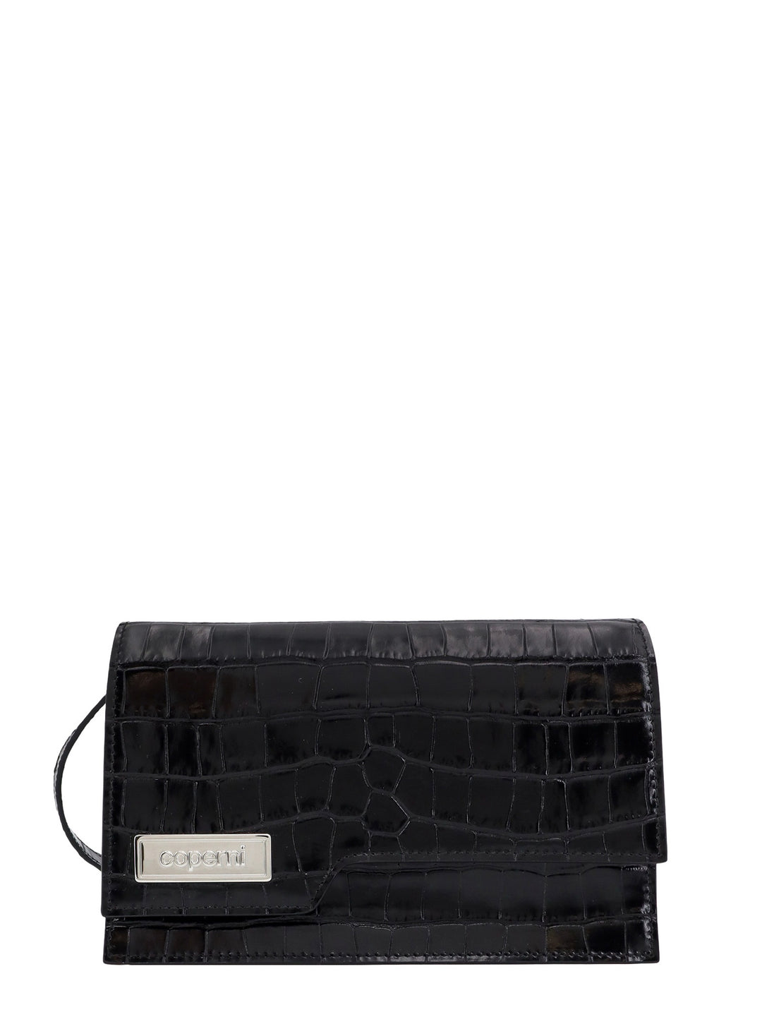 Clutch in pelle cocco con patch logo frontale