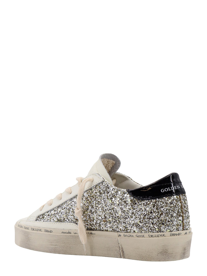 Sneakers in pelle con glitter all-over